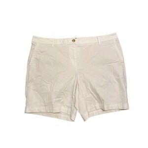 Talbots Shorts Women's Size 16 White 7" Inseam‎ Relaxed Chino Cotton Blend